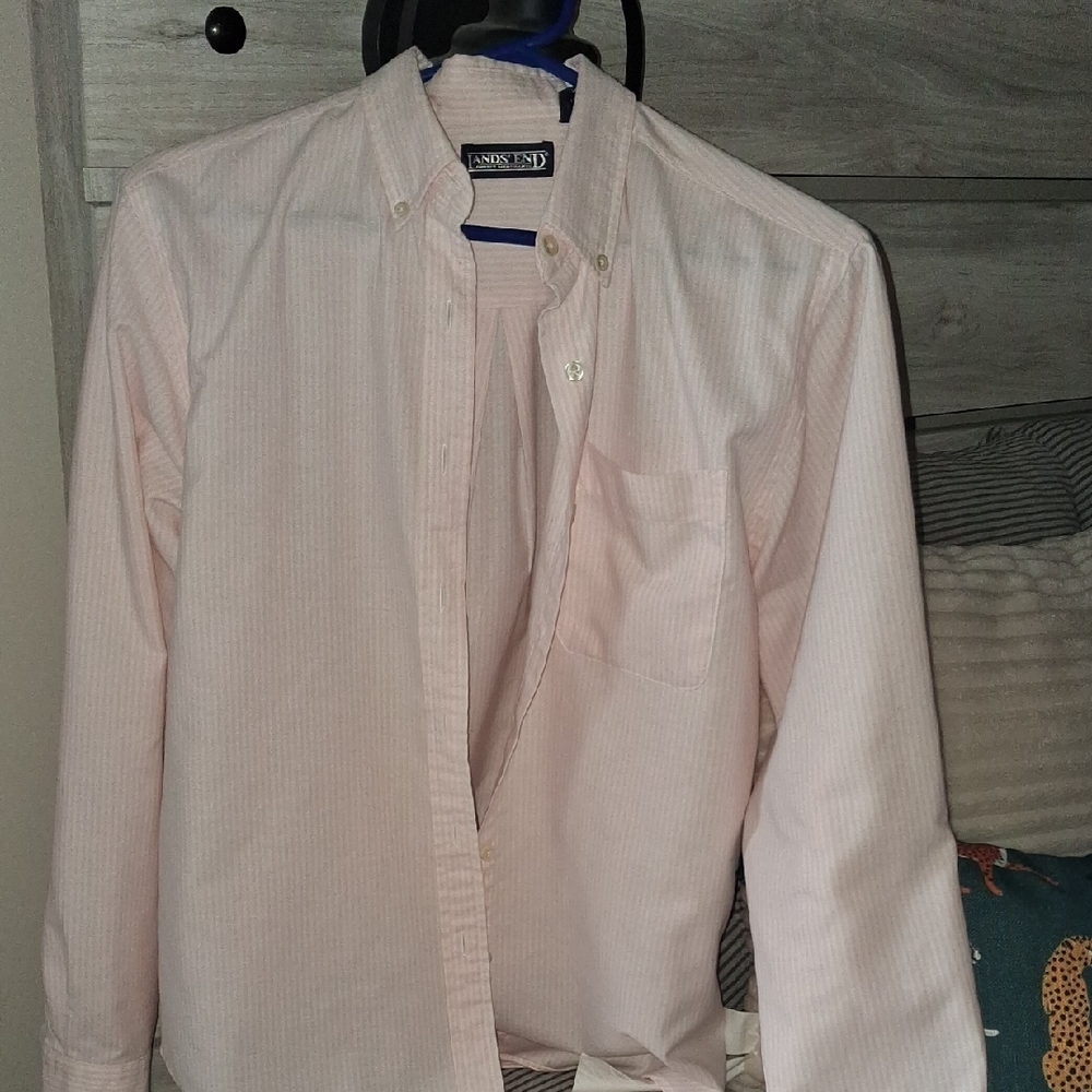 Lands' End Women's Light Pink Button Down Shirt